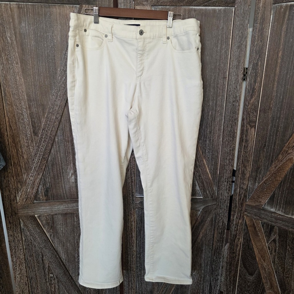 Talbots Pants Women's Size 14 Ivory High Waist Straight Leg Simply Flattering